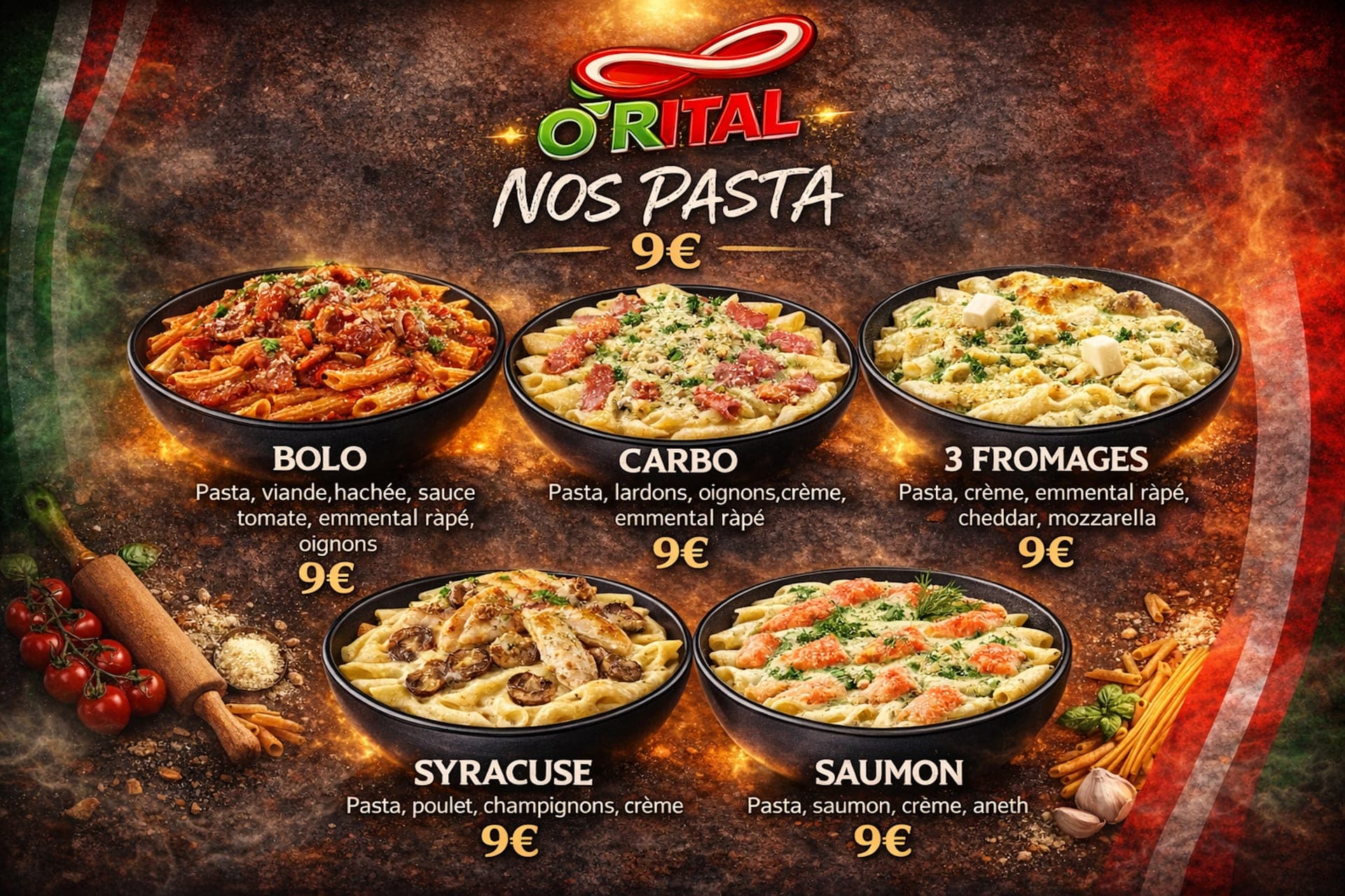 Carte O'Rital — Pâtes à Mulhouse