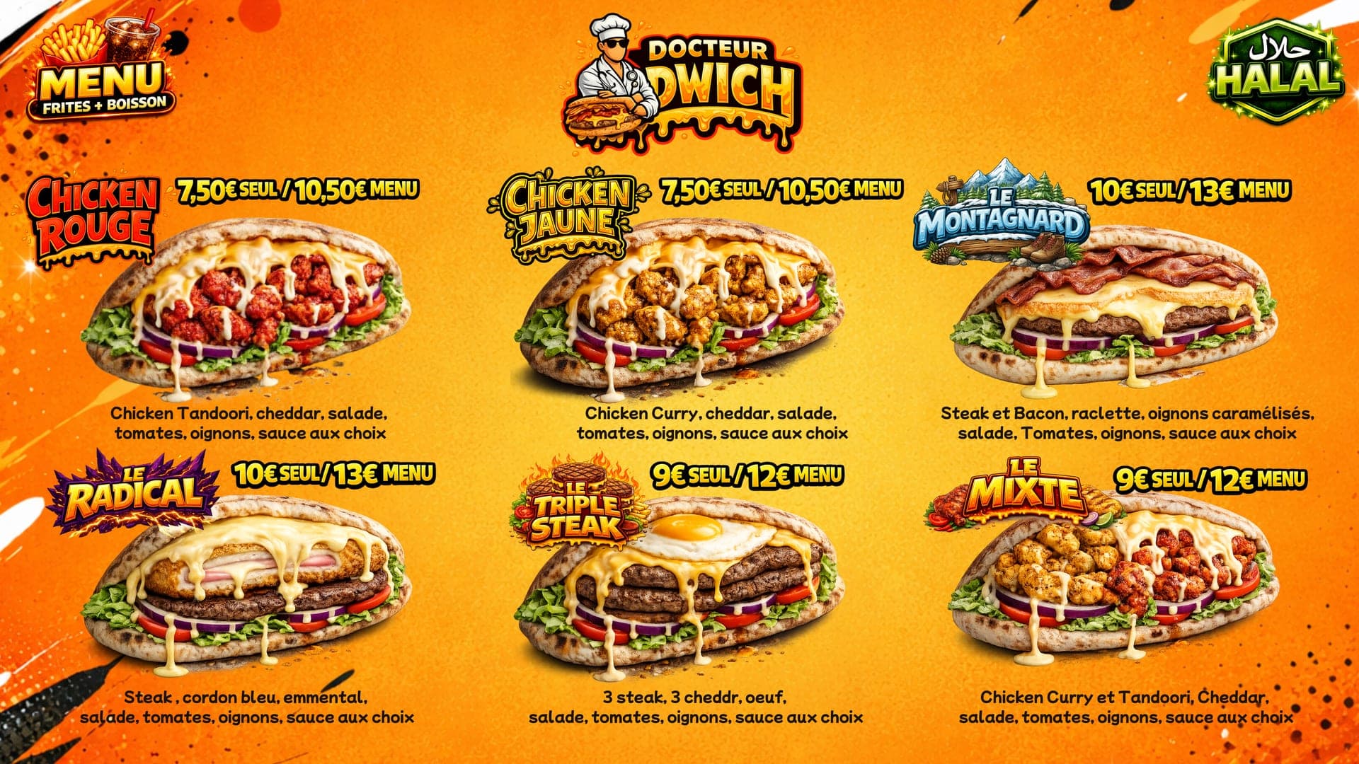Carte Docteur Dwich — Sandwichs à Mulhouse